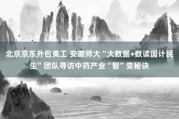 北京京东外包美工 安徽师大“大数据+数读国计民生”团队寻访中药产业“智”变秘诀