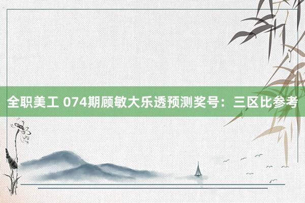 全职美工 074期顾敏大乐透预测奖号：三区比参考